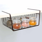 Metal Wire Under Shelf Hanging Storage Basket Organizer | Color - Black - Decorlay
